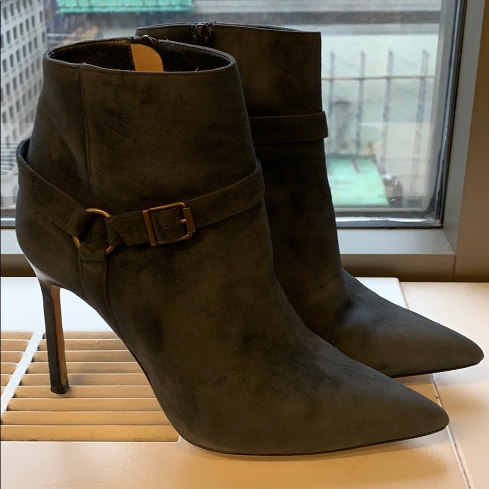 Manolo blahnik slate buckle bootie